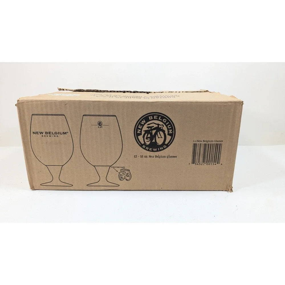 New Belgium Brewing 25th Tulip Shaped Beer Glass 12 set NEW in box